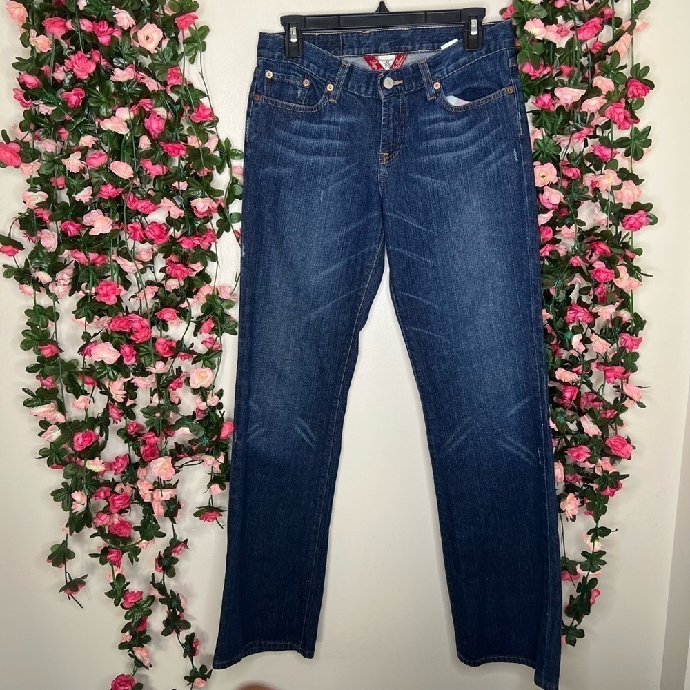 Lucky Brand Dark Flight Jeans Women's 28 Mid-Rise Straight 98% Cotton Denim